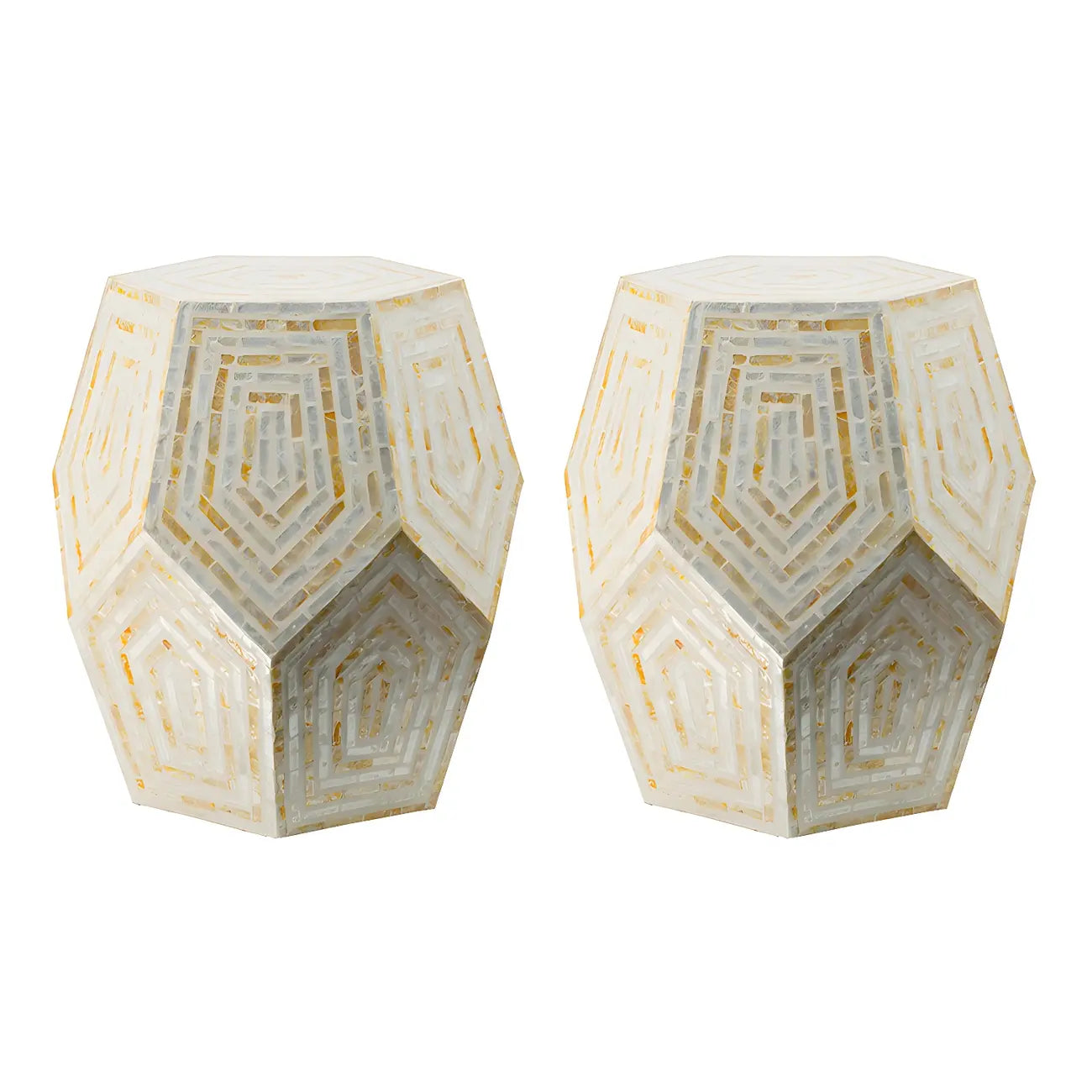 Tropical Mosaic Wooden Round Side Table
