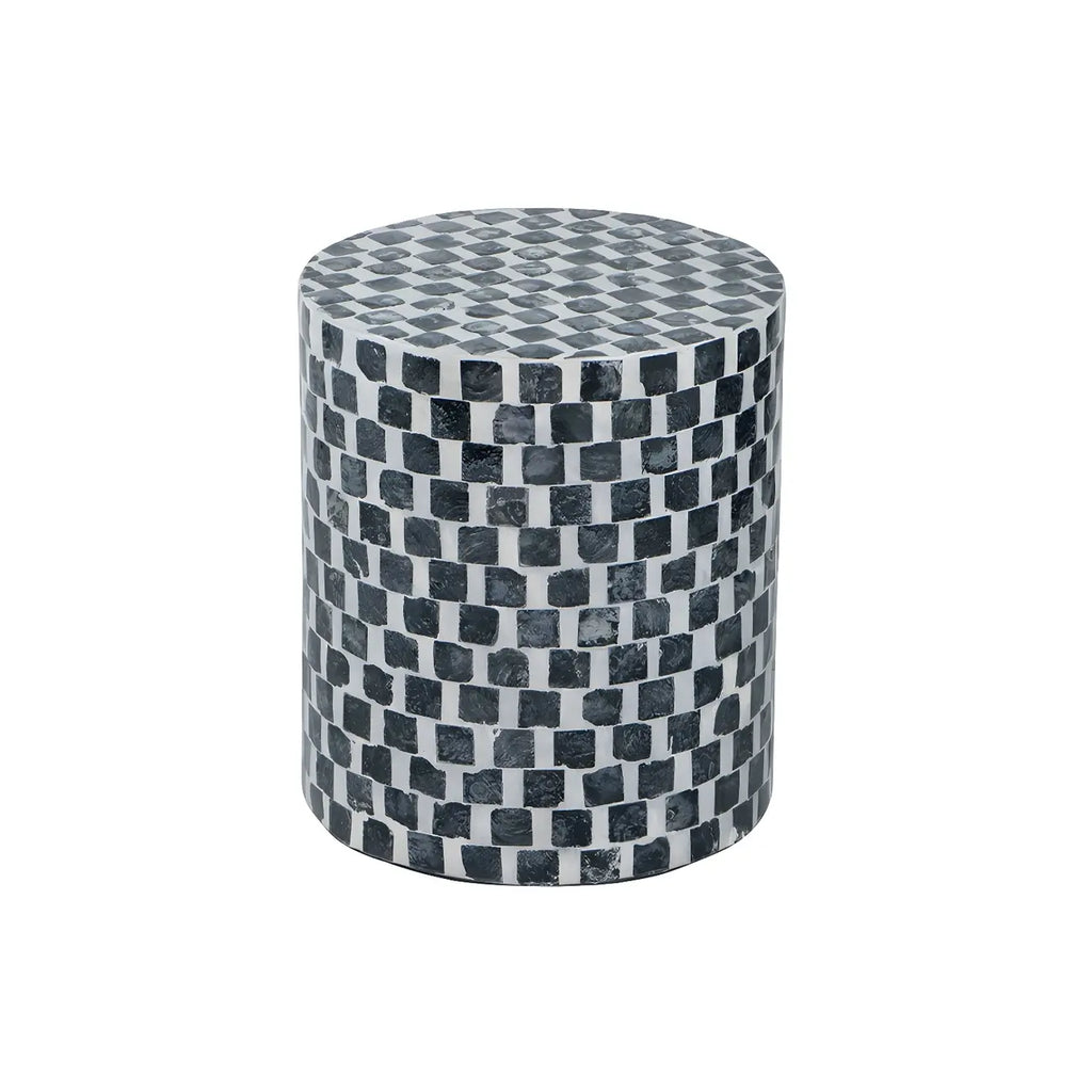 Tropical Mosaic Wooden Round Side Table