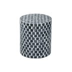Tropical Mosaic Wooden Round Side Table