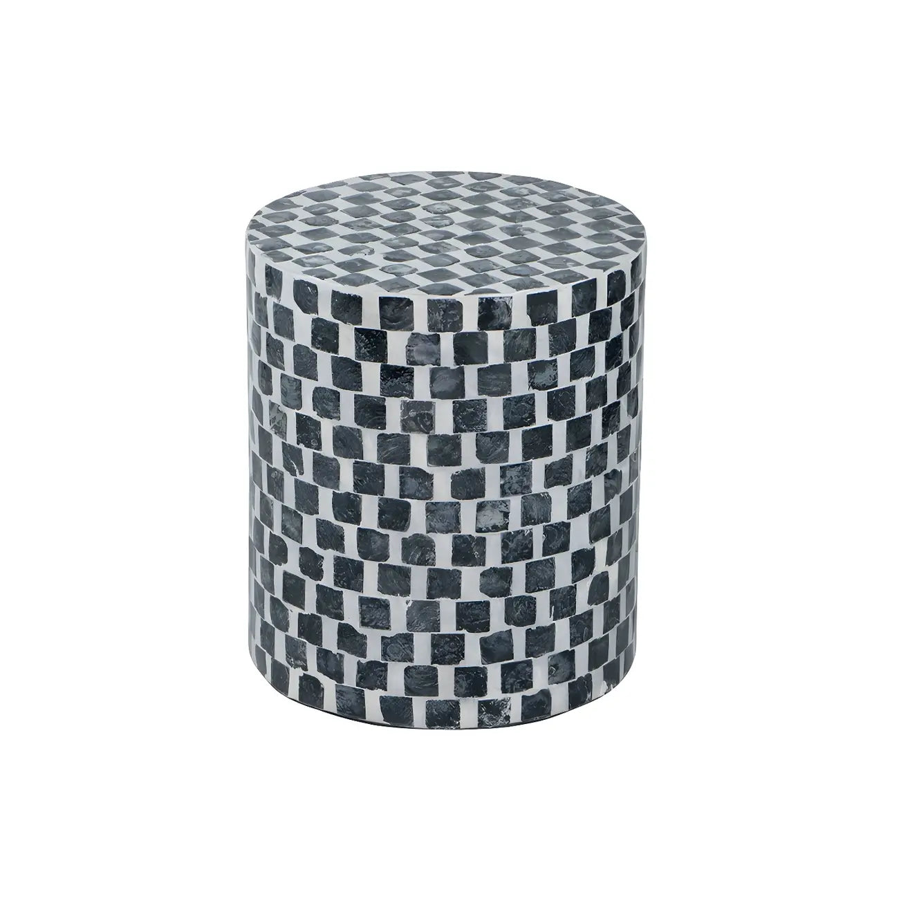 Tropical Mosaic Wooden Round Side Table