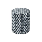 Tropical Mosaic Wooden Round Side Table