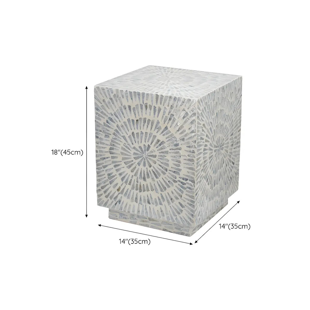 Tropical Mosaic Wooden Round Side Table