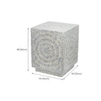 Tropical Mosaic Wooden Round Side Table
