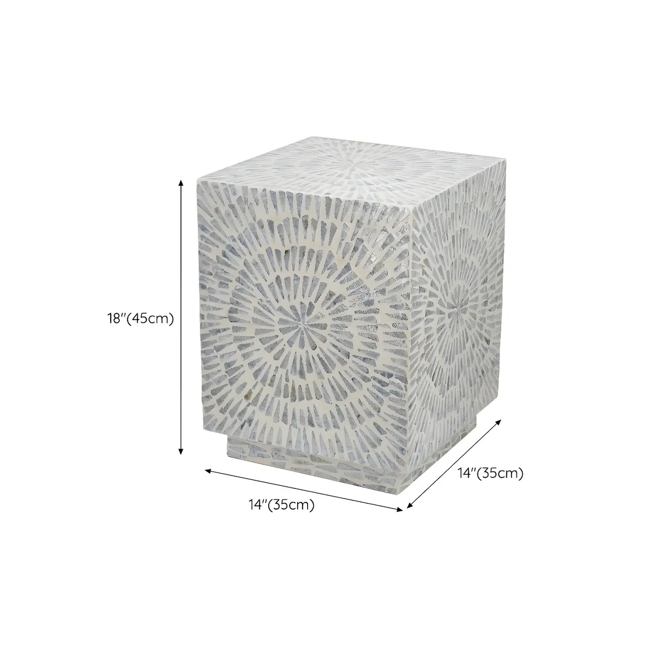 Tropical Mosaic Wooden Round Side Table