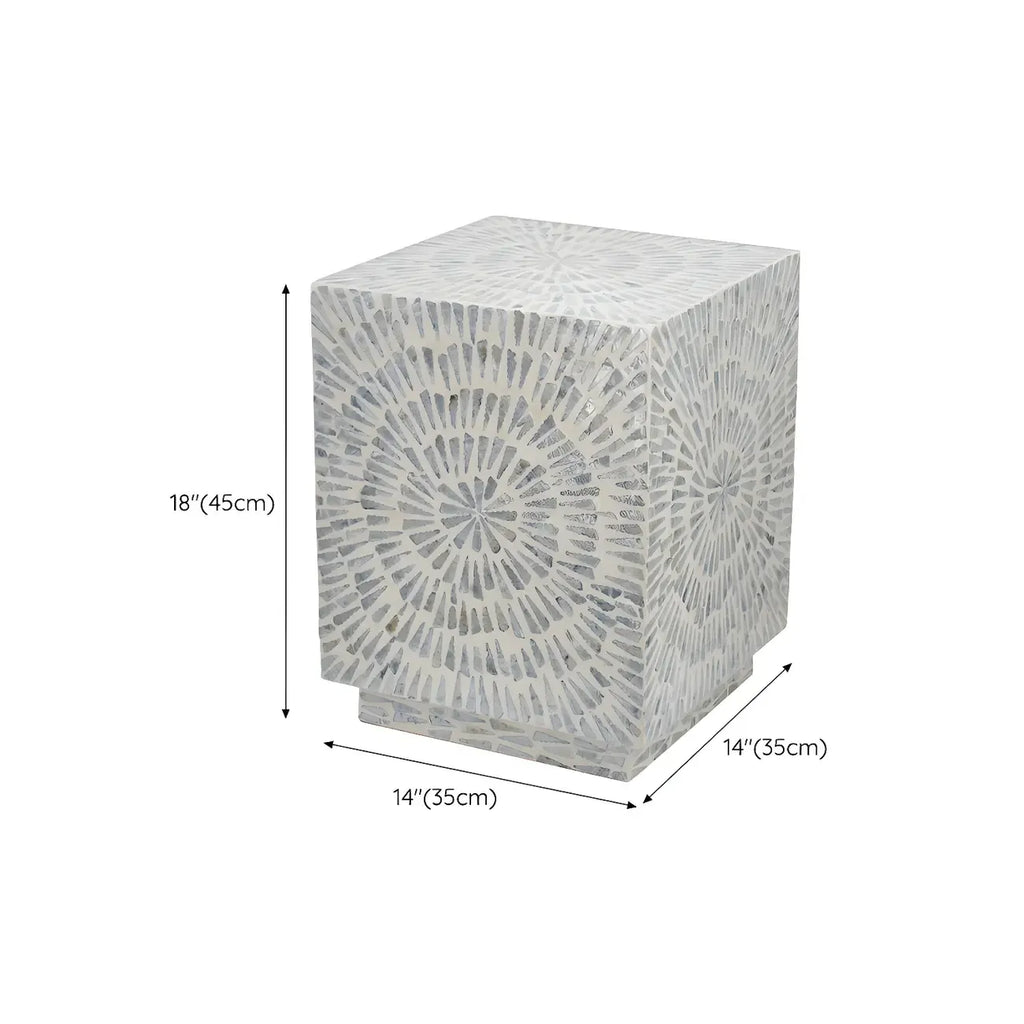 Tropical Mosaic Wooden Round Side Table