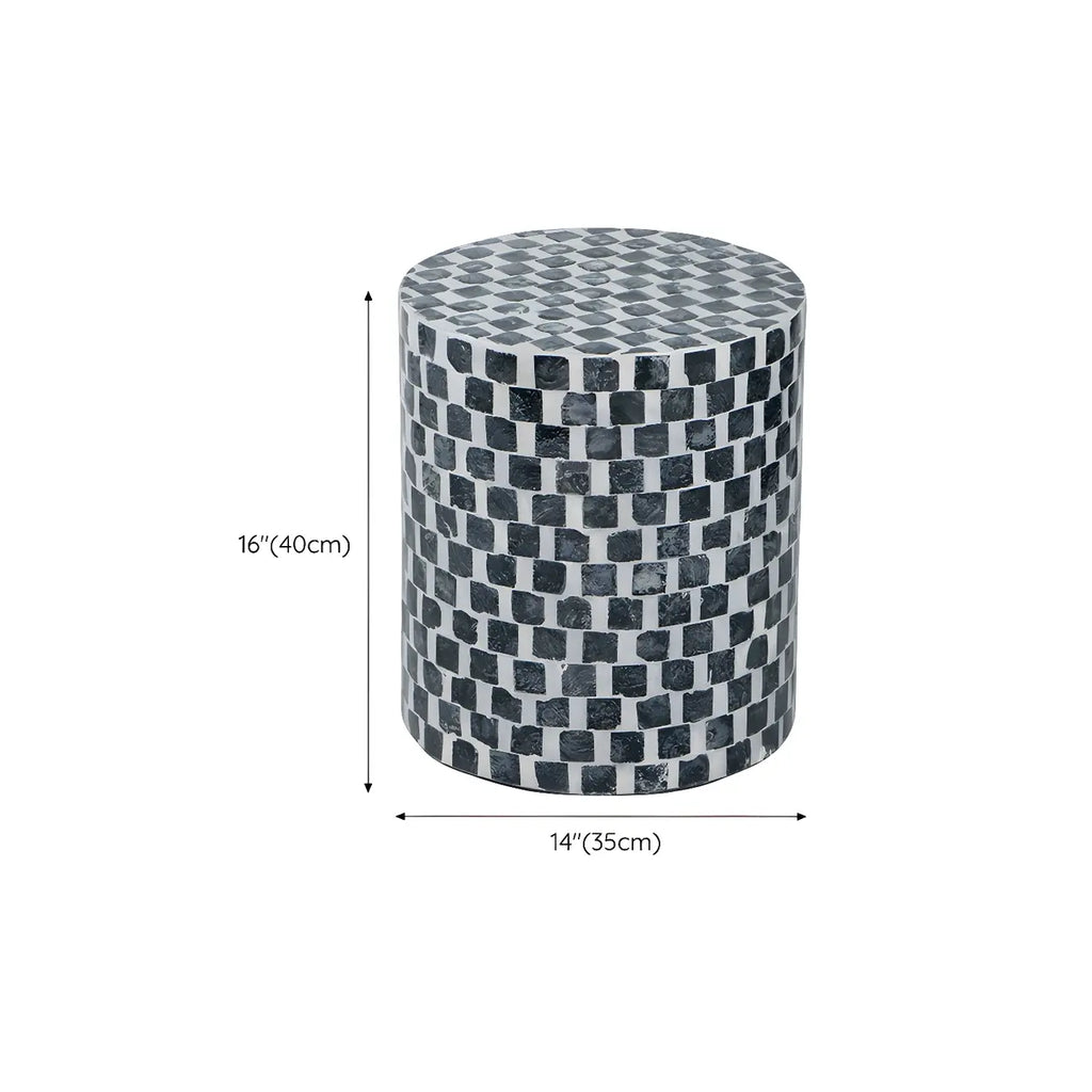 Tropical Mosaic Wooden Round Side Table