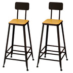 Saddle Wood Backless Bar Stools Metal Frame