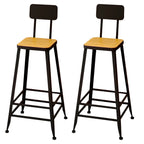 Saddle Wood Backless Bar Stools Metal Frame