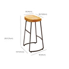 Saddle Wood Backless Bar Stools Metal Frame