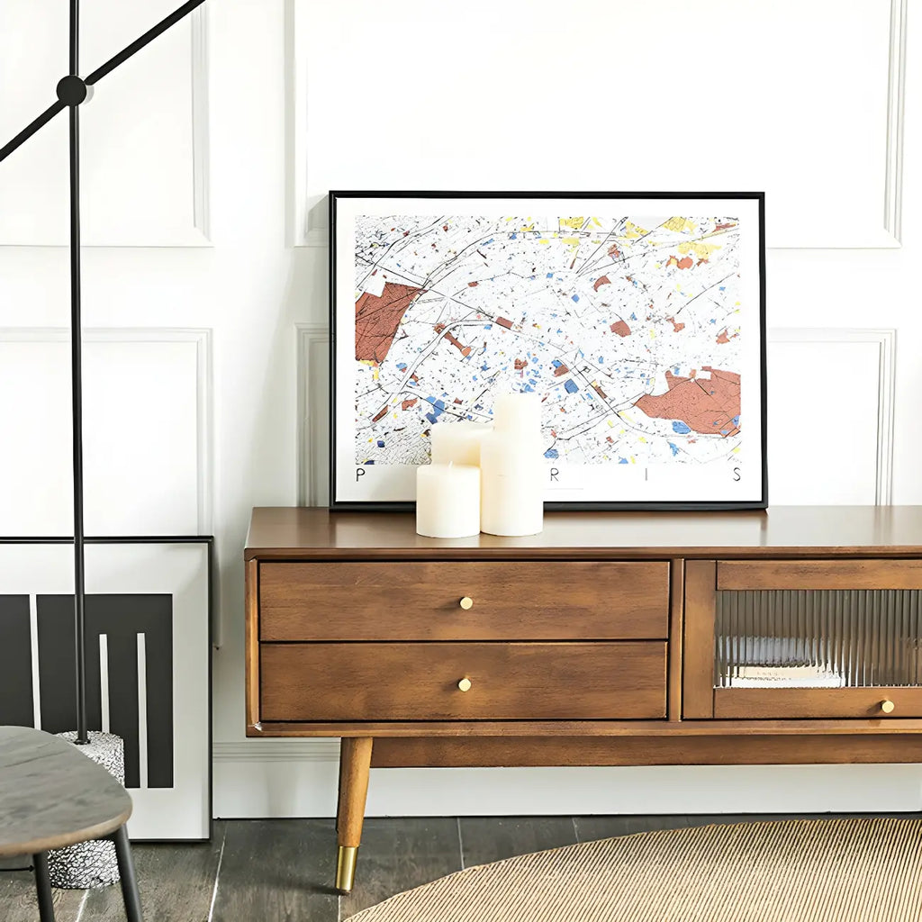 71 Nordic Brown Wood Cable Management Storage TV Stand
