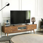 71 Nordic Brown Wood Cable Management Storage TV Stand