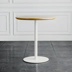 Modern Brown Wood Grain Black Metallic Pedestal Bar Tables
