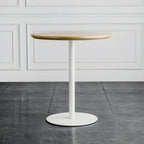 Modern Brown Wood Grain Black Metallic Pedestal Bar Tables