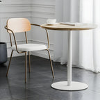 Modern Brown Wood Grain Black Metallic Pedestal Bar Tables
