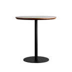 Modern Brown Wood Grain Black Metallic Pedestal Bar Tables