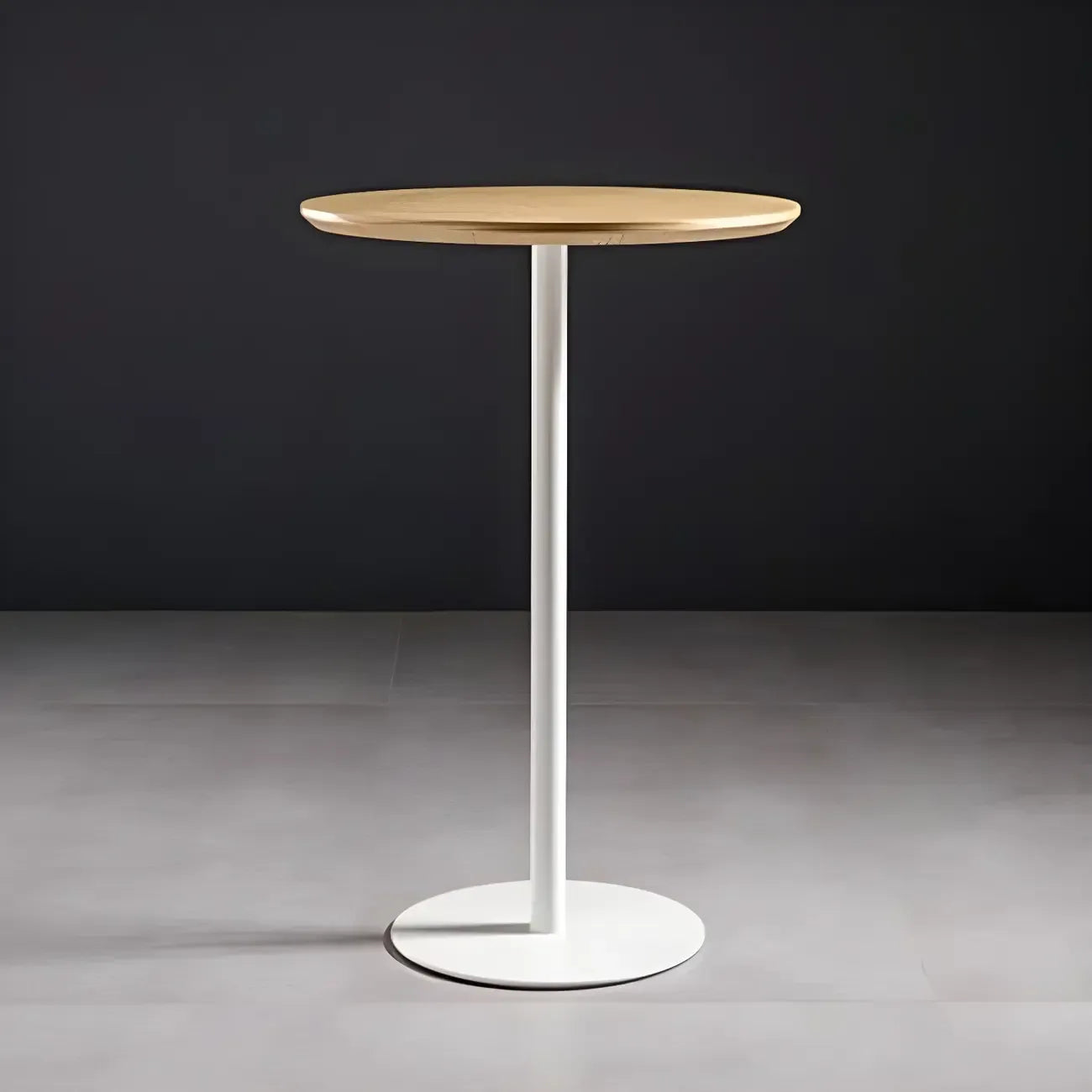 Modern Brown Wood Grain Black Metallic Pedestal Bar Tables
