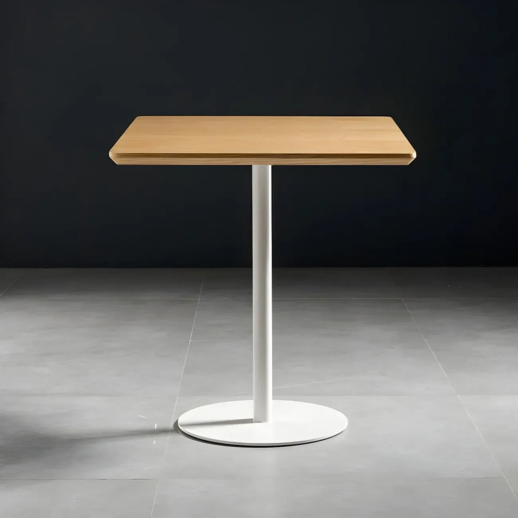 Modern Brown Wood Grain Black Metallic Pedestal Bar Tables