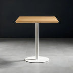 Modern Brown Wood Grain Black Metallic Pedestal Bar Tables
