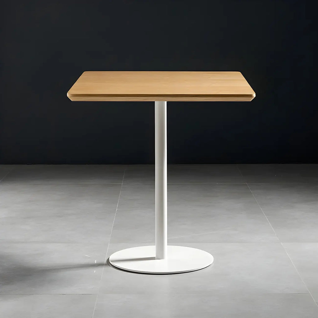 Modern Brown Wood Grain Black Metallic Pedestal Bar Tables