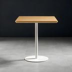 Modern Brown Wood Grain Black Metallic Pedestal Bar Tables