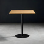 Modern Brown Wood Grain Black Metallic Pedestal Bar Tables