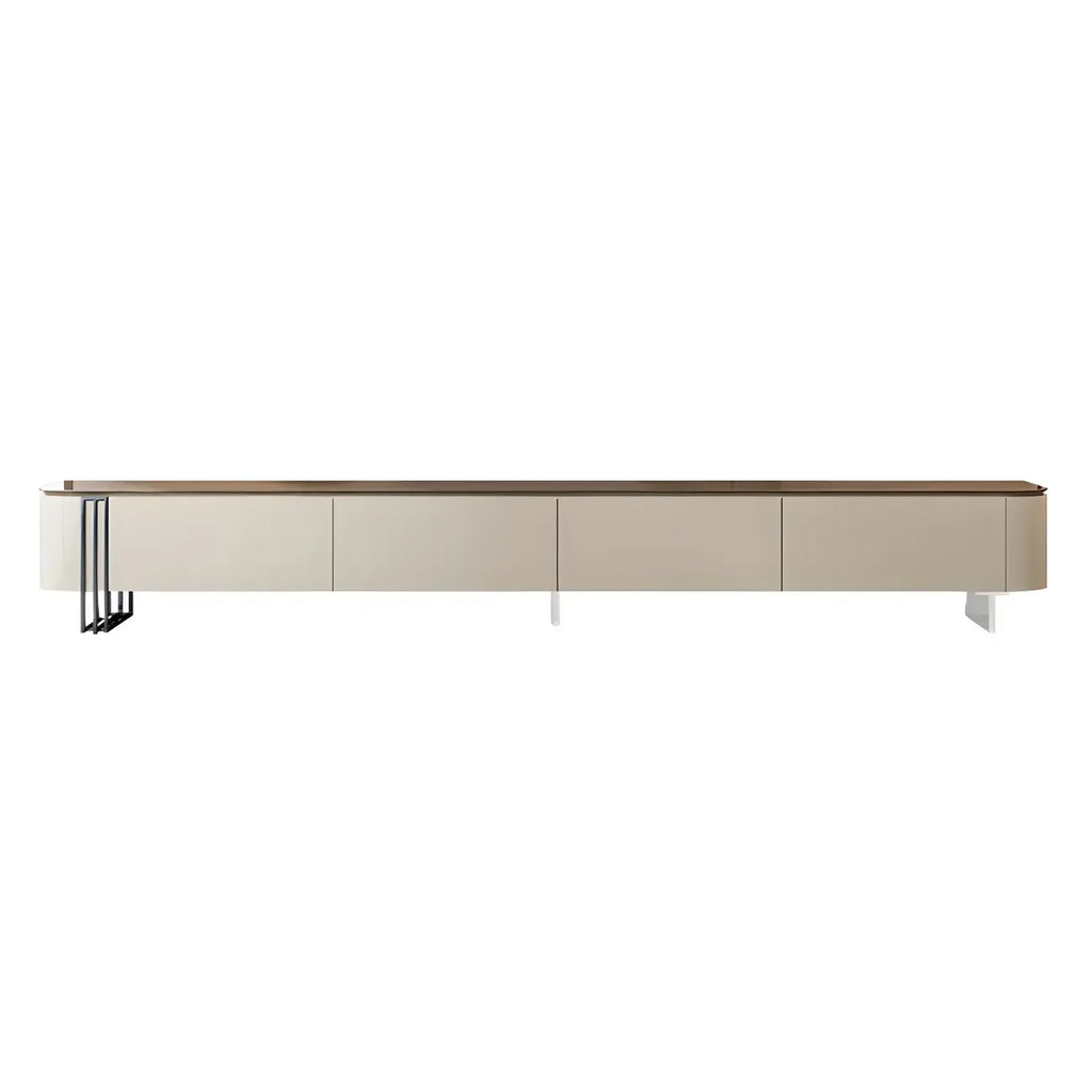 71 White Modern Wood Long TV Stand with 4-Drawers Storage