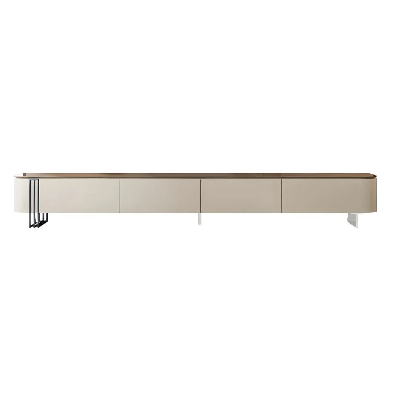 71 White Modern Wood Long TV Stand with 4-Drawers Storage