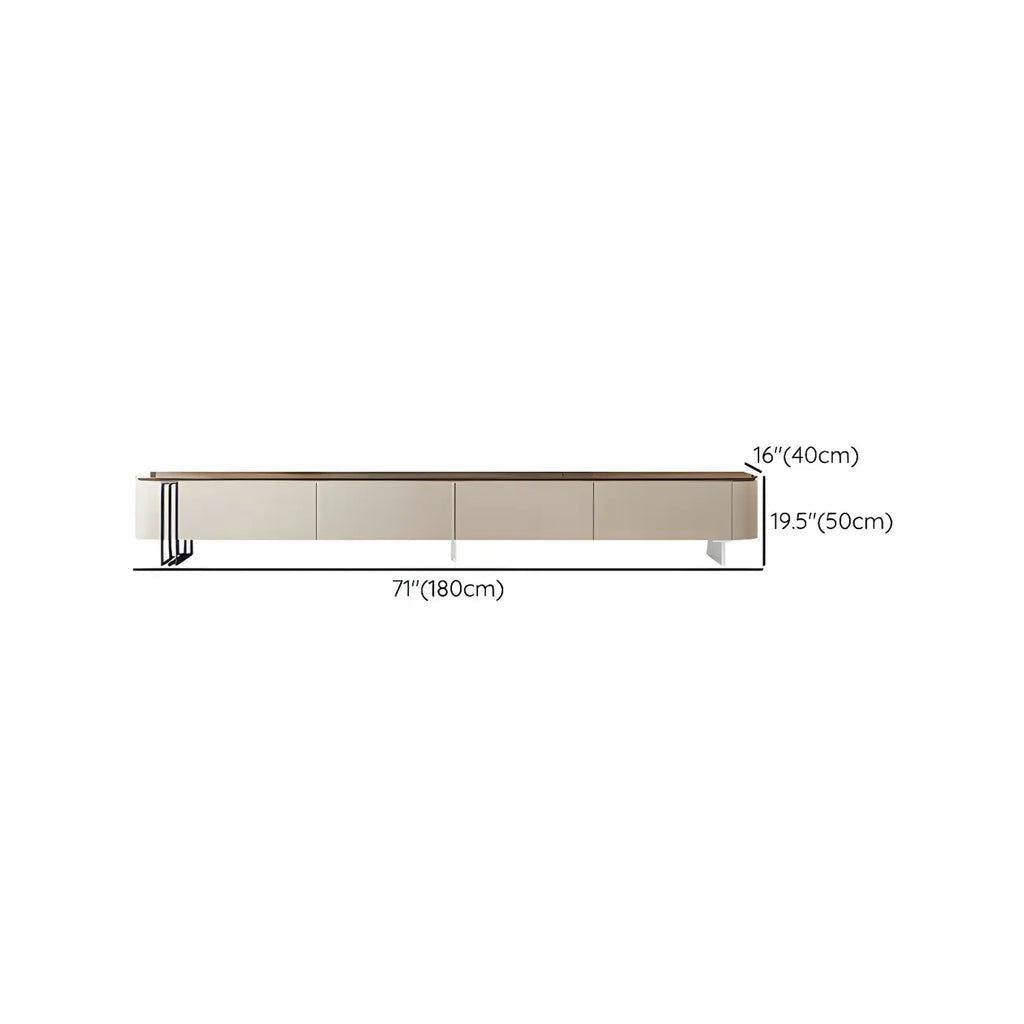 71 White Modern Wood Long TV Stand with 4-Drawers Storage