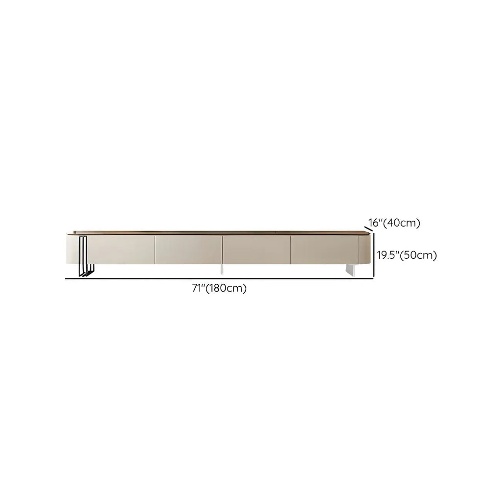 71 White Modern Wood Long TV Stand with 4-Drawers Storage