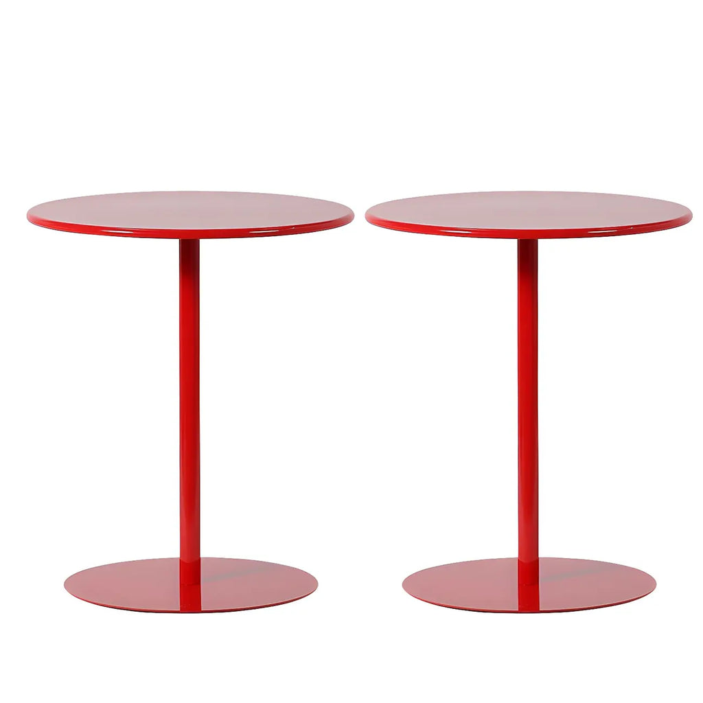 Contemporary Black Metal Pedestal Round End Table