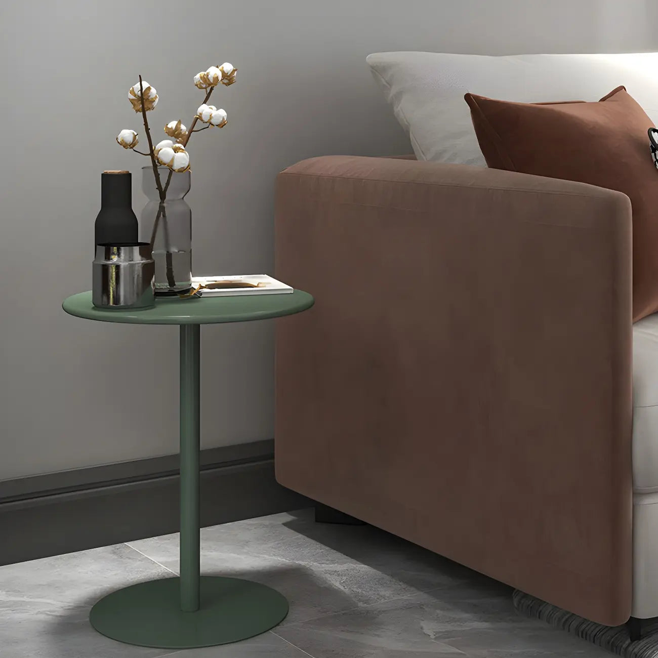 Contemporary Black Metal Pedestal Round End Table