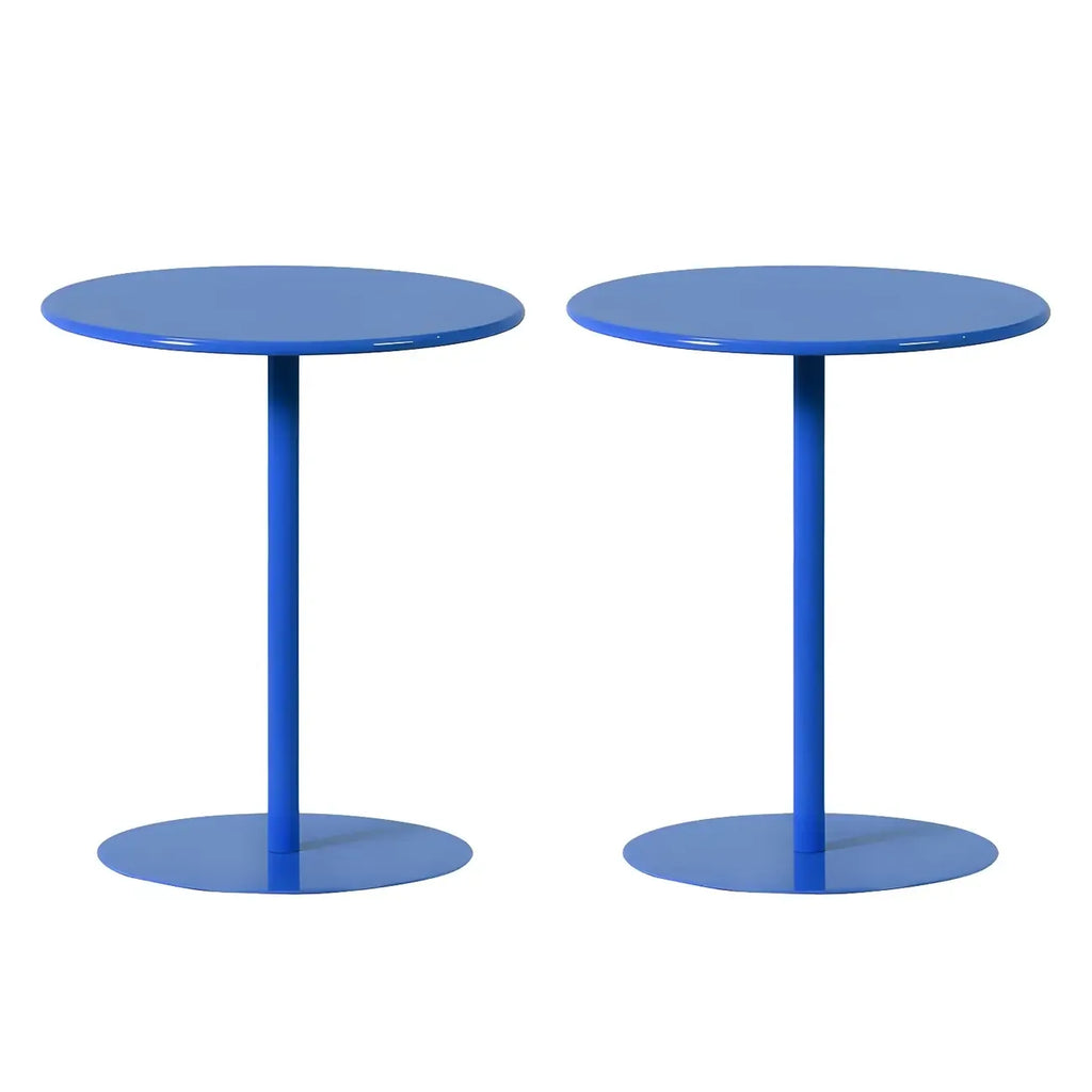 Contemporary Black Metal Pedestal Round End Table