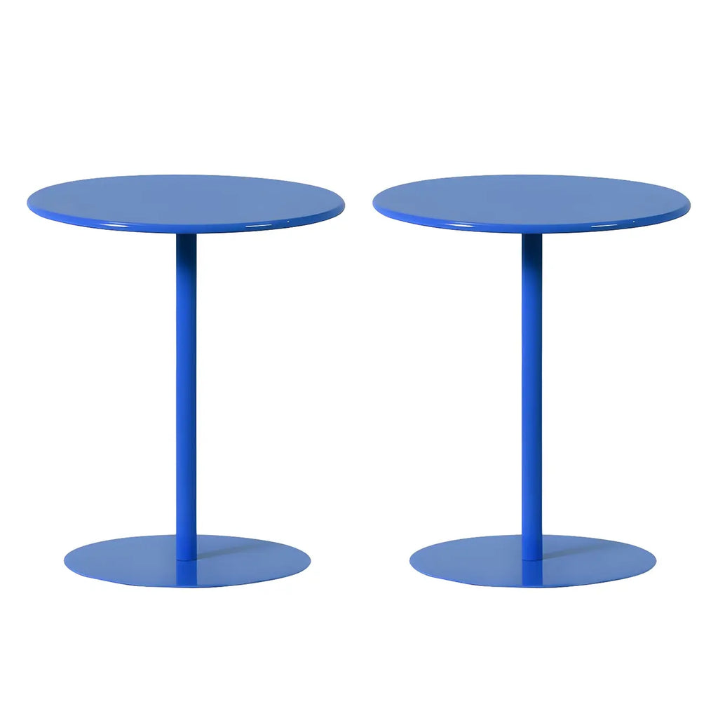 Contemporary Black Metal Pedestal Round End Table