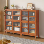 Adjustable Wood Glass Display Cabinet with Sliding Doors