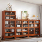 Adjustable Wood Glass Display Cabinet with Sliding Doors