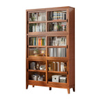 Adjustable Wood Glass Display Cabinet with Sliding Doors