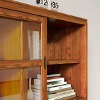 Adjustable Wood Glass Display Cabinet with Sliding Doors