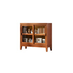 Adjustable Wood Glass Display Cabinet with Sliding Doors