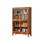 Adjustable Wood Glass Display Cabinet with Sliding Doors