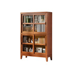 Adjustable Wood Glass Display Cabinet with Sliding Doors