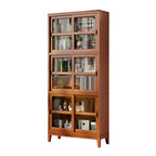 Adjustable Wood Glass Display Cabinet with Sliding Doors