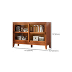 Adjustable Wood Glass Display Cabinet with Sliding Doors