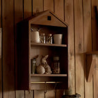 Classicial House-shaped 2 Shelves Floating Wood Display Cabinet