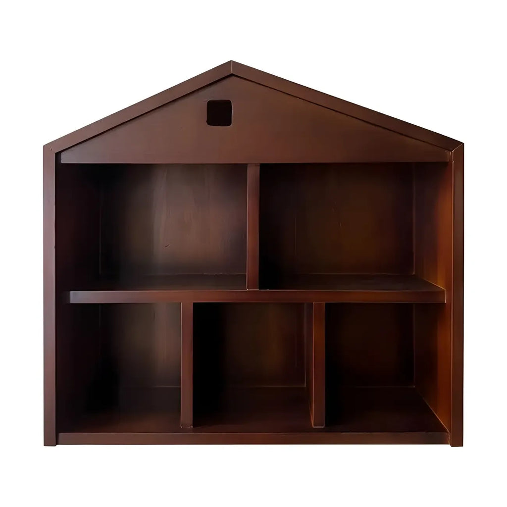 Classicial House-shaped 2 Shelves Floating Wood Display Cabinet