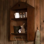 Classicial House-shaped 2 Shelves Floating Wood Display Cabinet