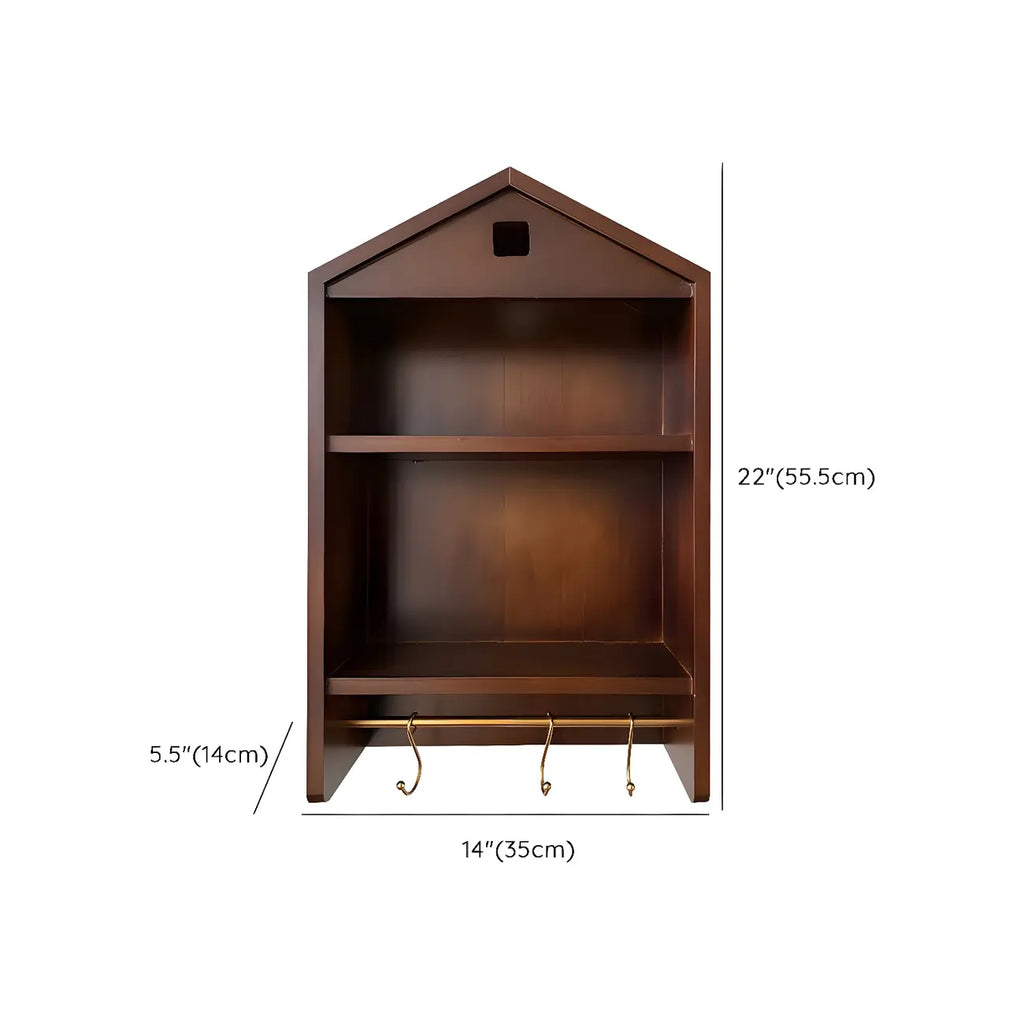 Classicial House-shaped 2 Shelves Floating Wood Display Cabinet