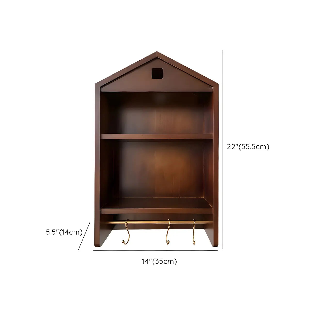 Classicial House-shaped 2 Shelves Floating Wood Display Cabinet