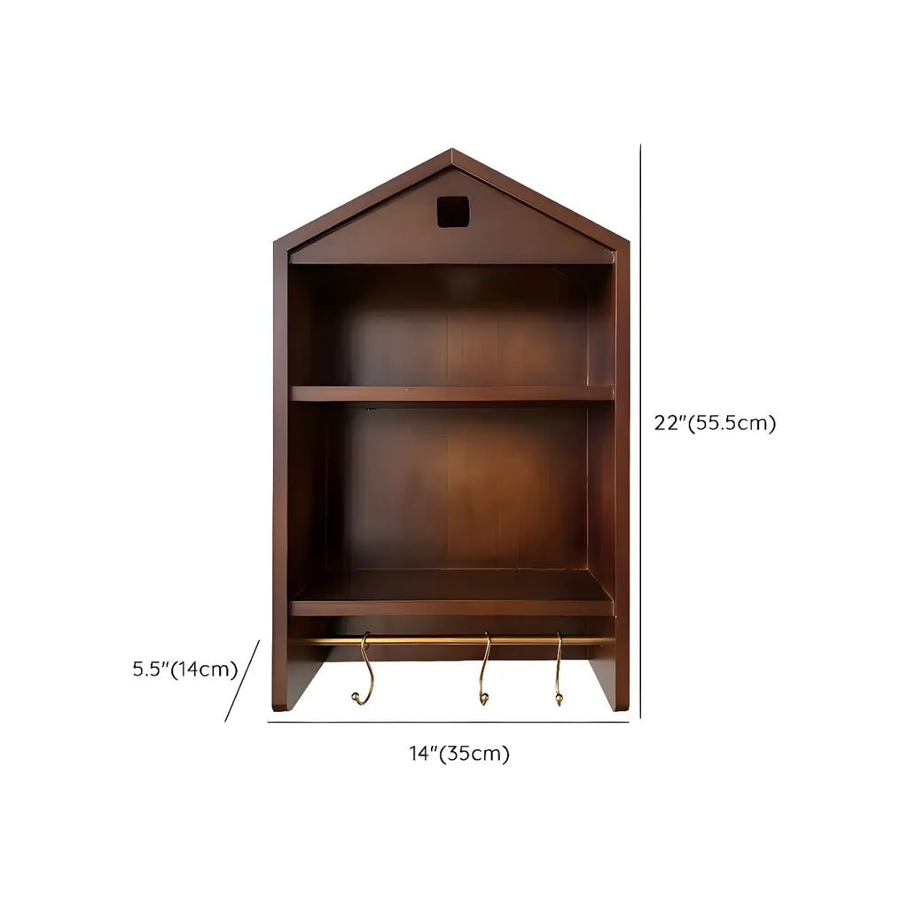 Classicial House-shaped 2 Shelves Floating Wood Display Cabinet