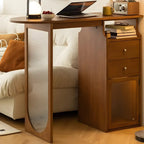 Free Form Brown Wooden Storage Bar Tables for Living Room