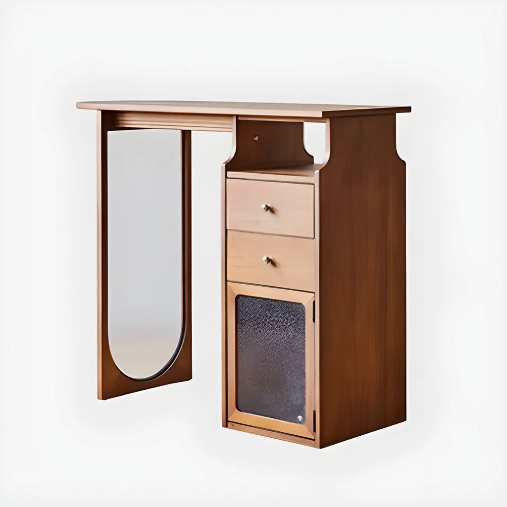 Free Form Brown Wooden Storage Bar Tables for Living Room